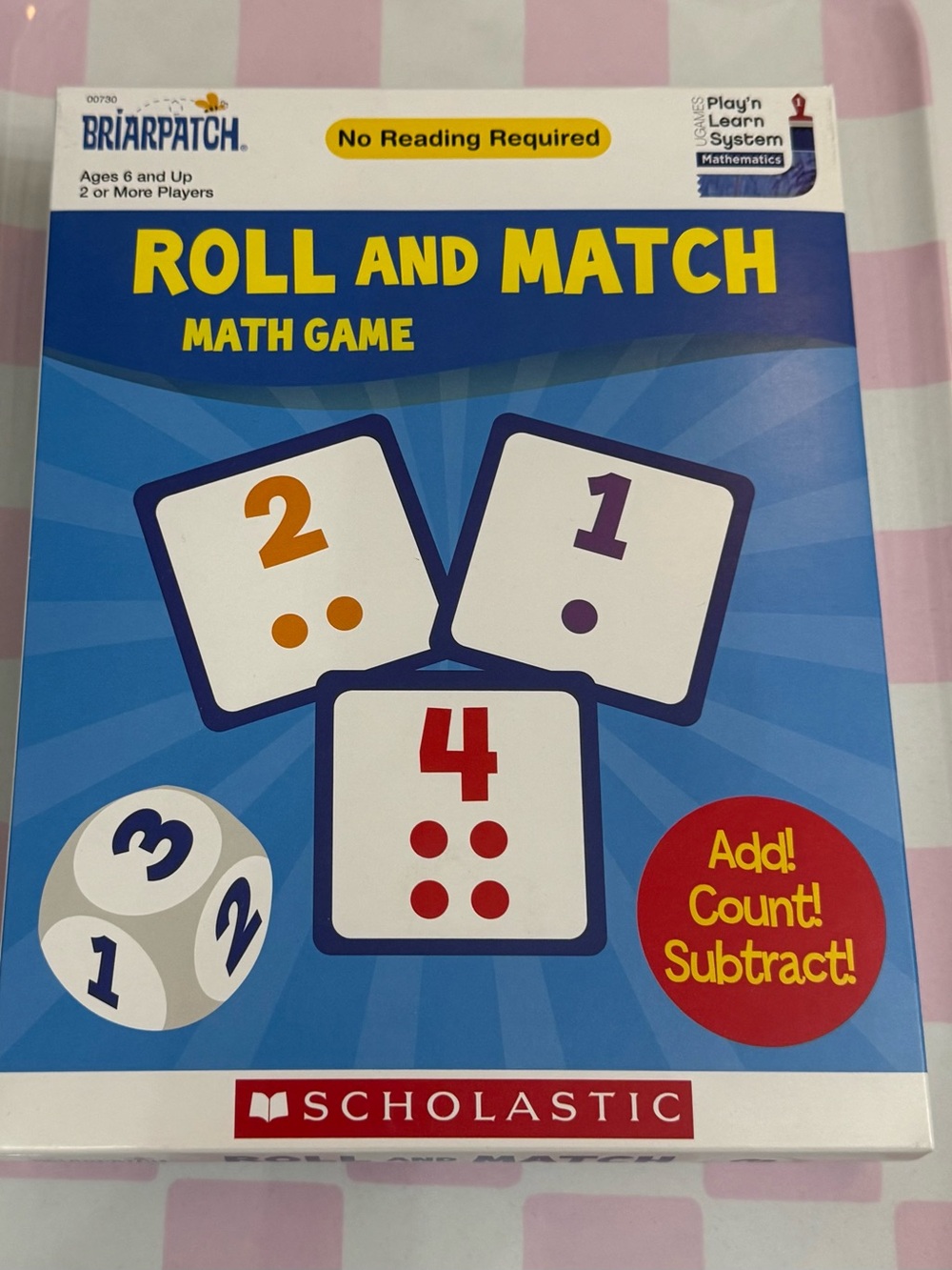 Scholastic Roll and Match Math Game - Blue, Red, Yellow, Purple NEW